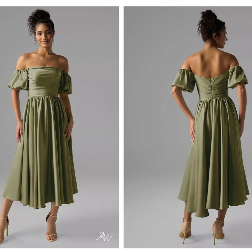 Never Worn Fennel Green Satin Bridesmaid Dress